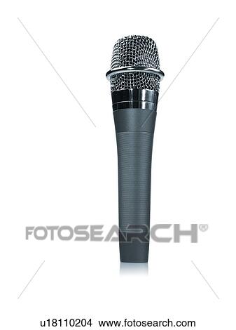 Picture - Studio shot of microphone on white background. Fotosearch