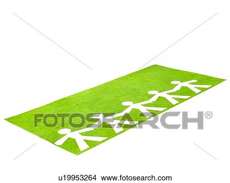 Picture - Studio shot of negative image of people paper chain. Fotosearch