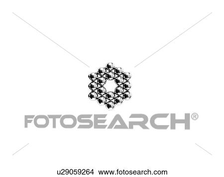 Picture - Studio shot of Pachinko balls arranged in hexagon. Fotosearch