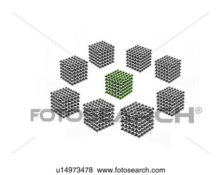 Stock Photo - Studio shot of Pachinko balls arranged in group of cubes. Fotosearch