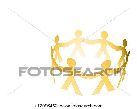 Stock Image - Studio shot of people paper chain. Fotosearch