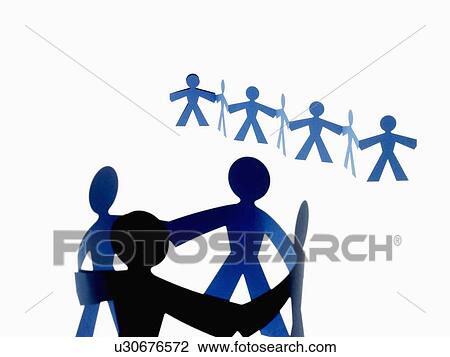 Stock Image - Studio shot of people paper chain. Fotosearch