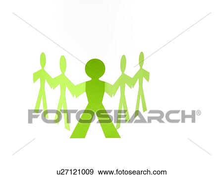 Stock Photo - Studio shot of people paper chain. Fotosearch