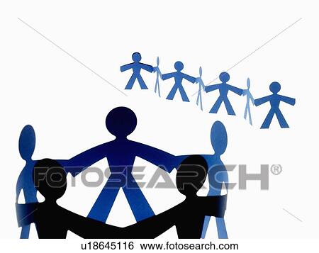 Stock Photograph - Studio shot of people paper chain. Fotosearch