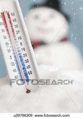 Stock Photo - Studio shot of thermometer with snowman. Fotosearch