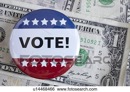 Studio shot of vote pin and one dollar banknotes View Large Photo Image Stock Photograph - Studio shot of vote pin and one dollar banknotes. Fotosearch
