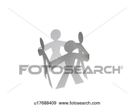 Stock Photo - Studio shot of white people paper chain. Fotosearch