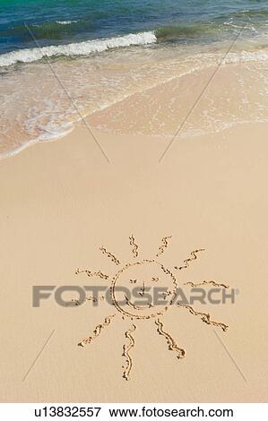 Sun drawing on beach View Large Photo Image Stock Photo - Sun drawing on beach. Fotosearch
