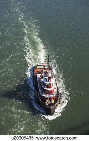 Stock Photography - Tugboat on river. Fotosearch