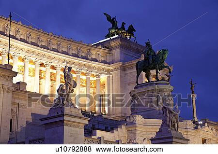 Stock Photo - Victor Emmanuel II monument at dusk. Fotosearch