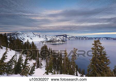 View over Crater Lake in winter View Large Photo Image Stock Photo - View over Crater Lake in winter. Fotosearch