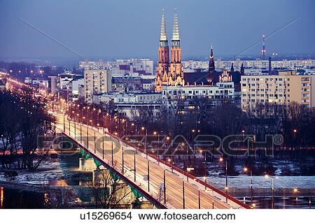 View over Vistula River towards Praga, Slasko-Dabrowski Bridge on foreground View Large Photo Image Picture - View over Vistula River towards Praga, Slasko-Dabrowski Bridge on foreground. Fotosearch