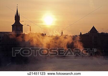 View over Vltava River towards Old Town at sunrise View Large Photo Image Stock Image - View over Vltava River towards Old Town at sunrise. Fotosearch