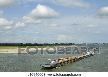 Aerial view of barge carrying containers View Large Photo Image Stock Image - Aerial view of barge carrying containers. Fotosearch