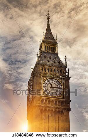 Stock Photograph - Big Ben clock tower in cloudy sky. Fotosearch