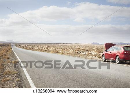 Car broken down on rural road View Large Photo Image Picture - Car broken down on rural road. Fotosearch