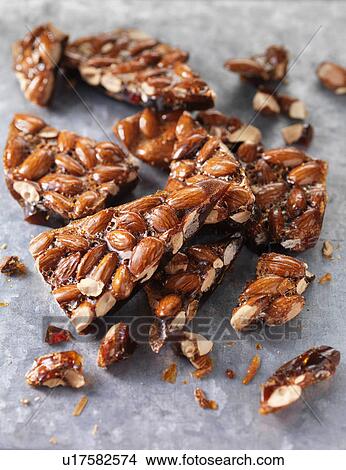 Close up of almond brittle candy View Large Photo Image Picture - Close up of almond brittle candy. Fotosearch