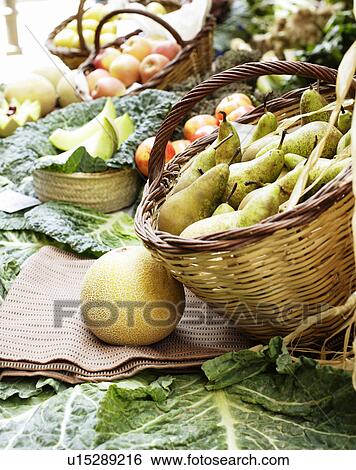 Stock Photograph - Fresh produce for sale on table. Fotosearch