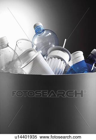Plastic recycling in bin View Large Photo Image Stock Photography - Plastic recycling in bin. Fotosearch