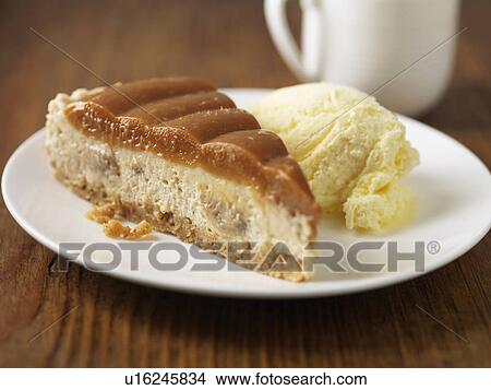 Plate of banoffi pie and ice cream View Large Photo Image Picture - Plate of banoffi pie and ice cream. Fotosearch