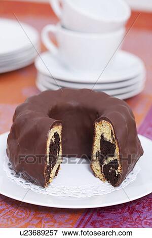 Stock Photo - Plate of Gugelhupf cake. Fotosearch