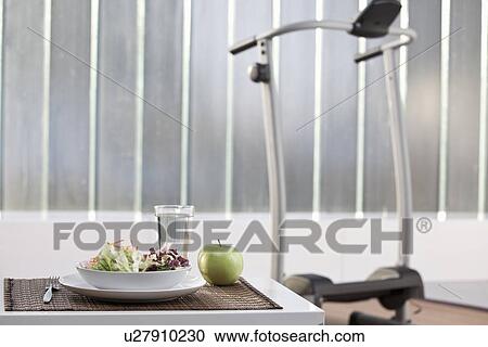 Plate of salad in home gym View Large Photo Image Stock Image - Plate of salad in home gym. Fotosearch