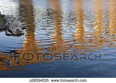 Stock Photography - Pont du Gard bridge reflected in river. Fotosearch