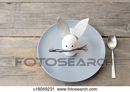 Stock Image - Rabbit decoration on plate. Fotosearch