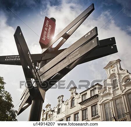 Road signs on village street View Large Photo Image Stock Photo - Road signs on village street. Fotosearch