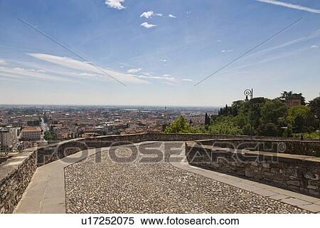 Stone walkway overlooking city View Large Photo Image Stock Photography - Stone walkway overlooking city. Fotosearch