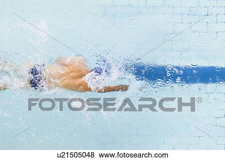 Swimmer following pool lane View Large Photo Image Stock Photo - Swimmer following pool lane. Fotosearch