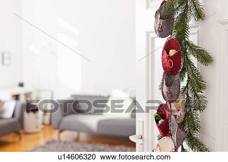 Advent calendar hanging on door View Large Photo Image Stock Image - Advent calendar hanging on door. Fotosearch
