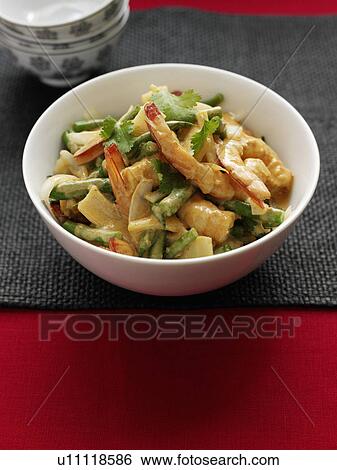Bowl of prawns and vegetables View Large Photo Image Stock Photograph - Bowl of prawns and vegetables. Fotosearch