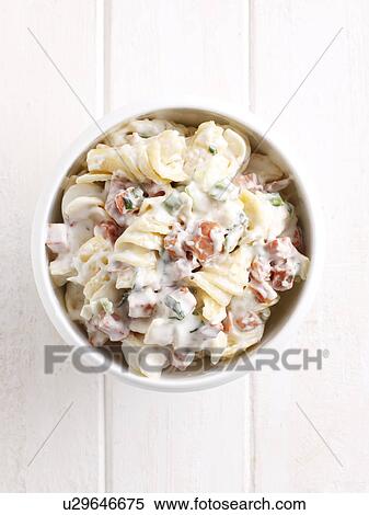 Stock Photography - Close up of bowl of pasta carbonara. Fotosearch