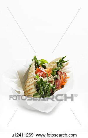 Stock Photo - Close up of chicken pita. Fotosearch
