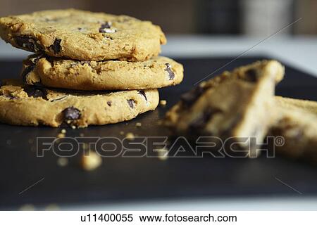 Stock Photography - Close up of chocolate chip cookies. Fotosearch