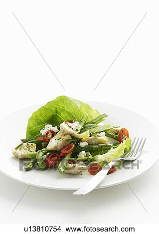 Close up of plate of asparagus salad View Large Photo Image Picture - Close up of plate of asparagus salad. Fotosearch