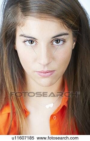 Close up of womans serious face View Large Photo Image Stock Photography - Close up of womans serious face. Fotosearch