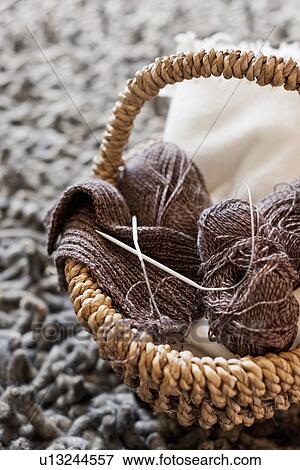 Close up of yarn in knitting basket View Large Photo Image Stock Photo - Close up of yarn in knitting basket. Fotosearch