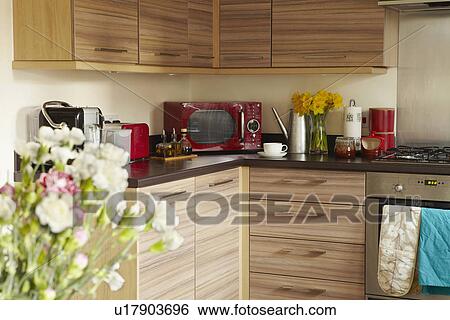 Counter with appliances in kitchen View Large Photo Image Stock Photograph - Counter with appliances in kitchen. Fotosearch