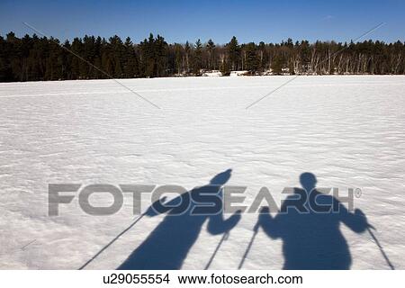 Cross country skiers on snowy field View Large Photo Image Picture - Cross country skiers on snowy field. Fotosearch