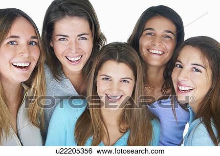Group of women smiling together View Large Photo Image Stock Photograph - Group of women smiling together. Fotosearch