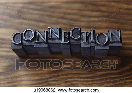 Lead type spelling "connection" View Large Photo Image Stock Image - Lead type spelling "connection". Fotosearch