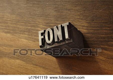 Lead type spelling "font" View Large Photo Image Stock Photo - Lead type spelling "font". Fotosearch