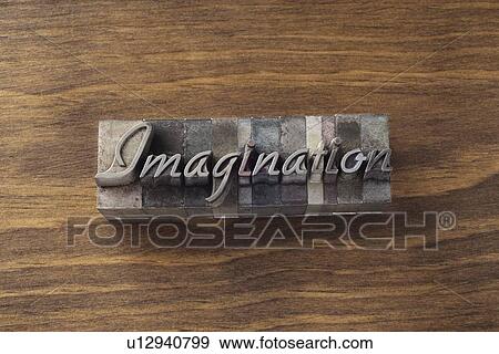 Stock Photo - Lead type spelling "imagination". Fotosearch