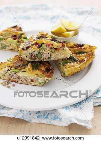 Plate of carbonara frittata View Large Photo Image Stock Image - Plate of carbonara frittata. Fotosearch