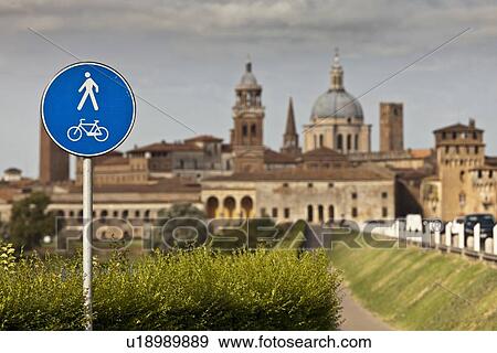 Sign with bicycle and pedestrian in park View Large Photo Image Stock Photo - Sign with bicycle and pedestrian in park. Fotosearch