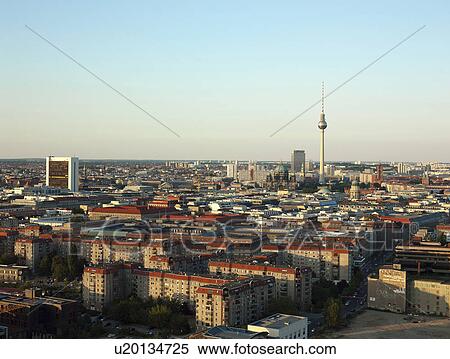 Stock Photography - Tower reaching over Berlin skyline. Fotosearch
