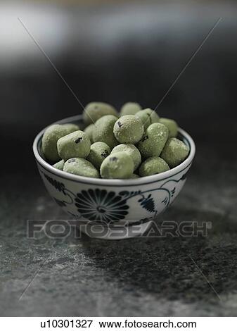 Close up of bowl of wasabi peas View Large Photo Image Stock Photo - Close up of bowl of wasabi peas. Fotosearch