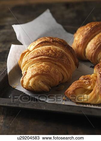Close up of croissants on tray View Large Photo Image Stock Image - Close up of croissants on tray. Fotosearch